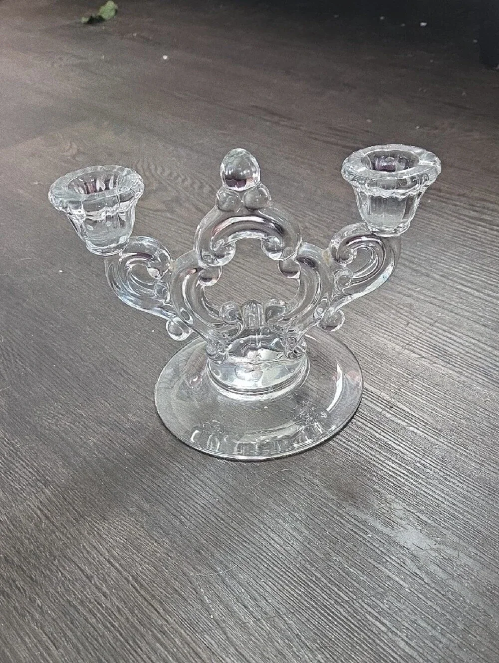 Cambridge Glass Line Keyhole pattern Candlestick Set